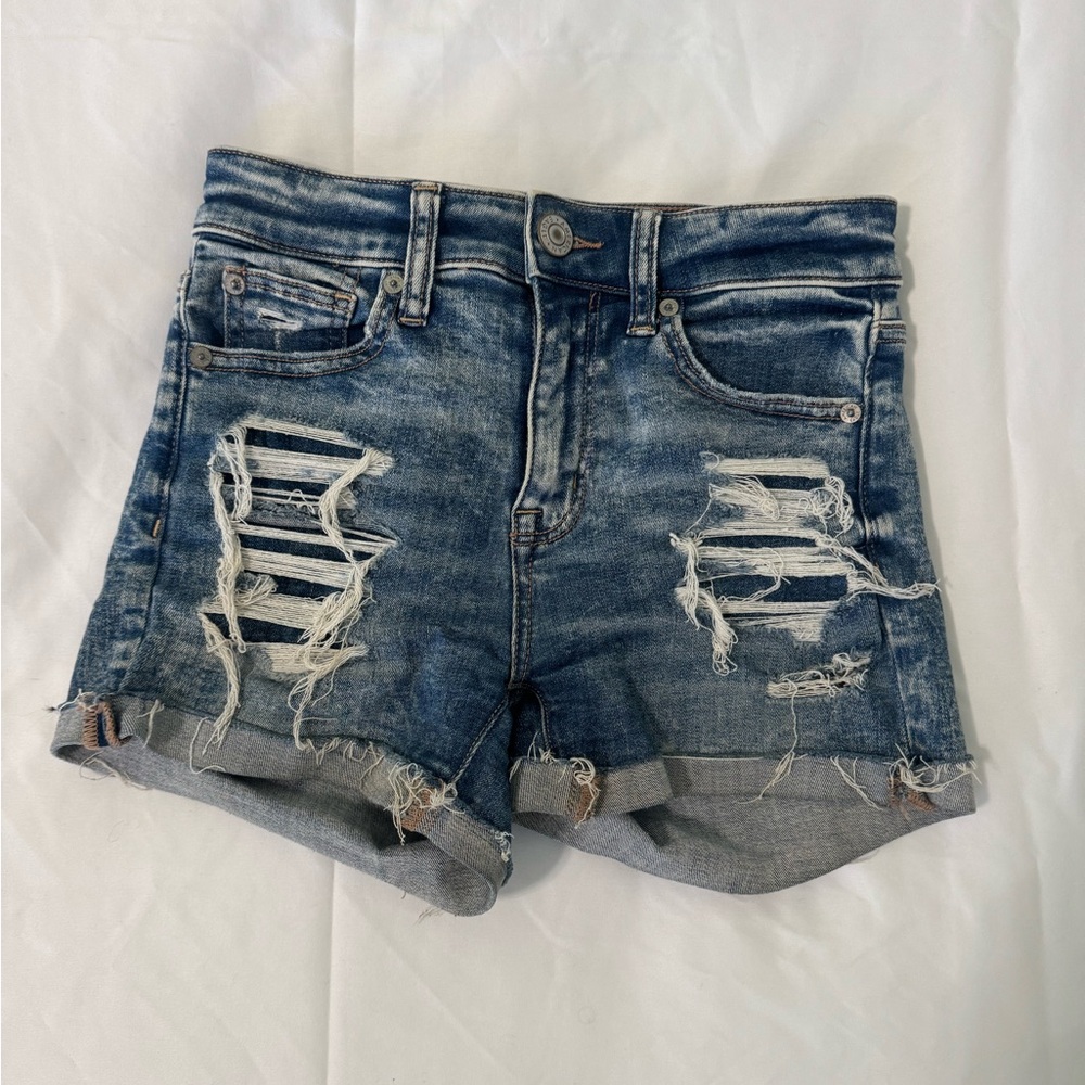 Distressed Blue Denim Women’s Shorts